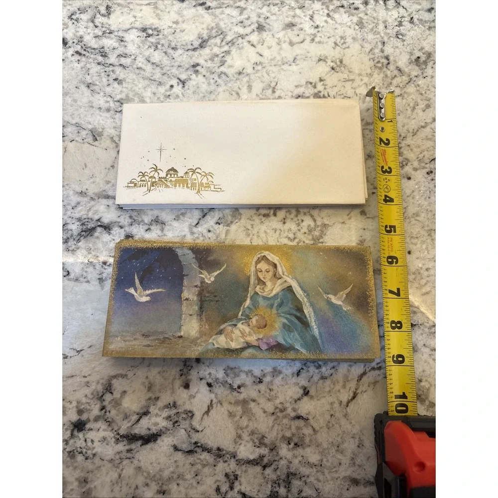 7 Vintage Hallmark Christmas Card Mother & Child Parchment Unused readers digest